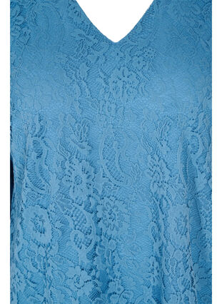 Lace blouse with 3/4 sleeves., Captains Blue, Packshot image number 2