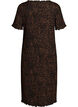 Textured midi dress with short sleeves, Brown, Packshot image number 1