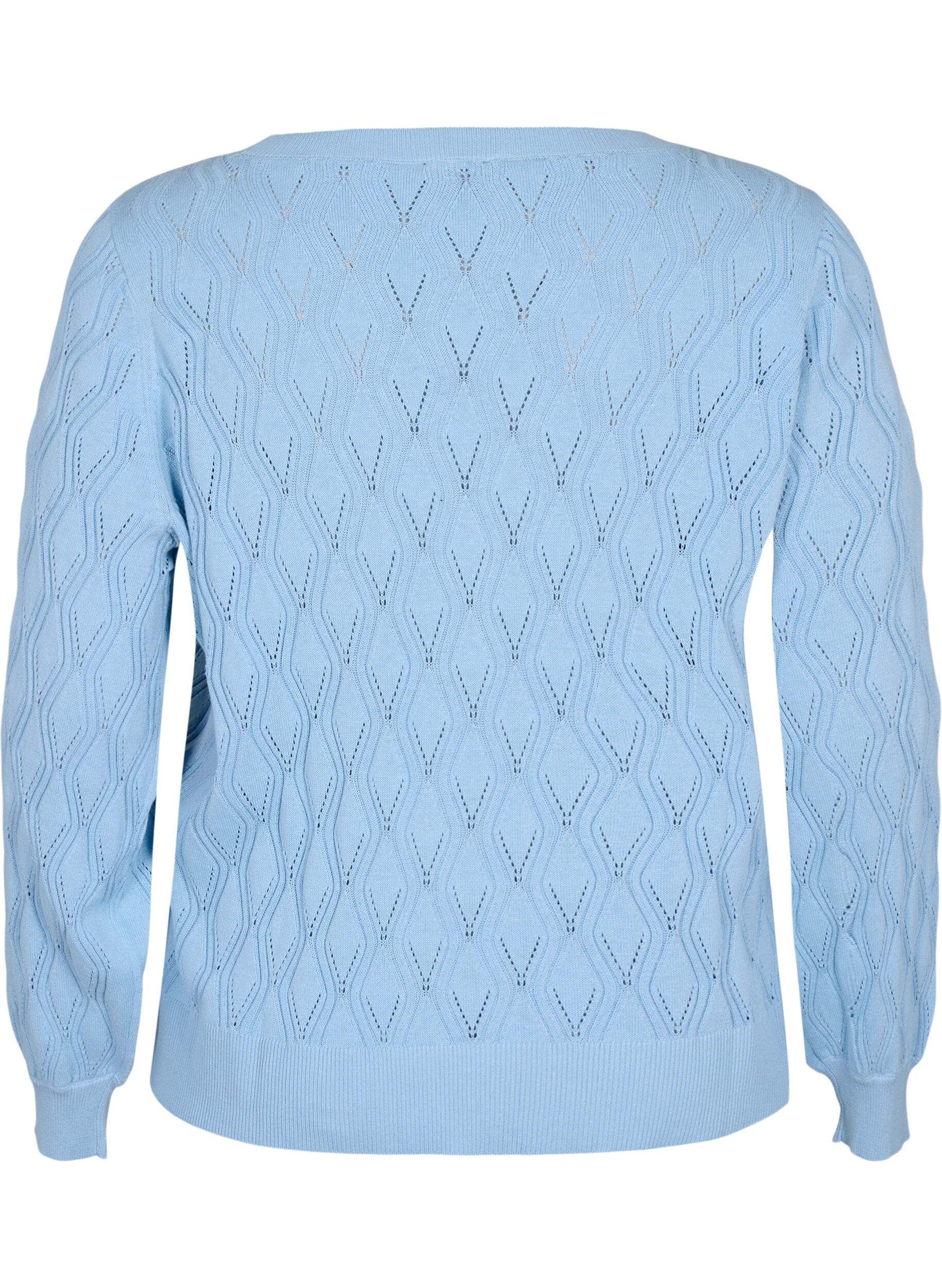 Zizzifashion Pullover with hole pattern and boat neck	, Blue Bell, Packshot image number 1
