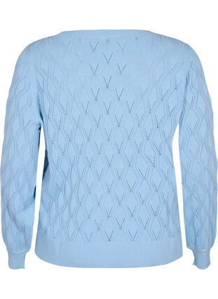 Pullover with hole pattern and boat neck	, Blue Bell, Packshot image number 1