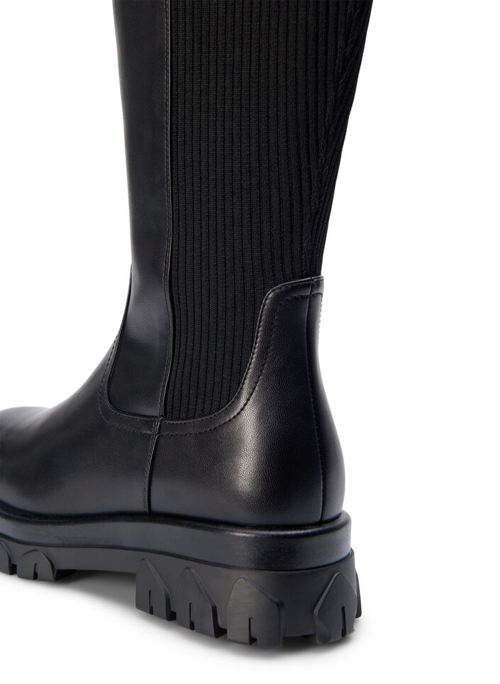 Wide fit - High boot with elastic and zip, Black, Packshot image number 2
