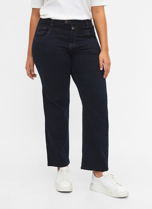 Regular fit Gemma jeans with a high waist, Blue denim, Model image number 3