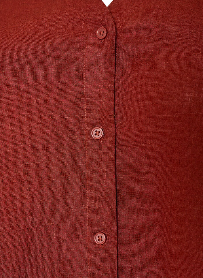 Blouse in linen and viscose with V-neck, Red, Packshot
