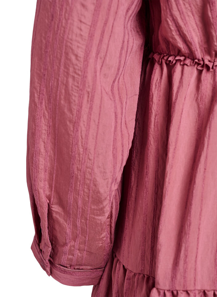 Short dress with woven stripe texture and elastic waist, Rose, Packshot image number 3