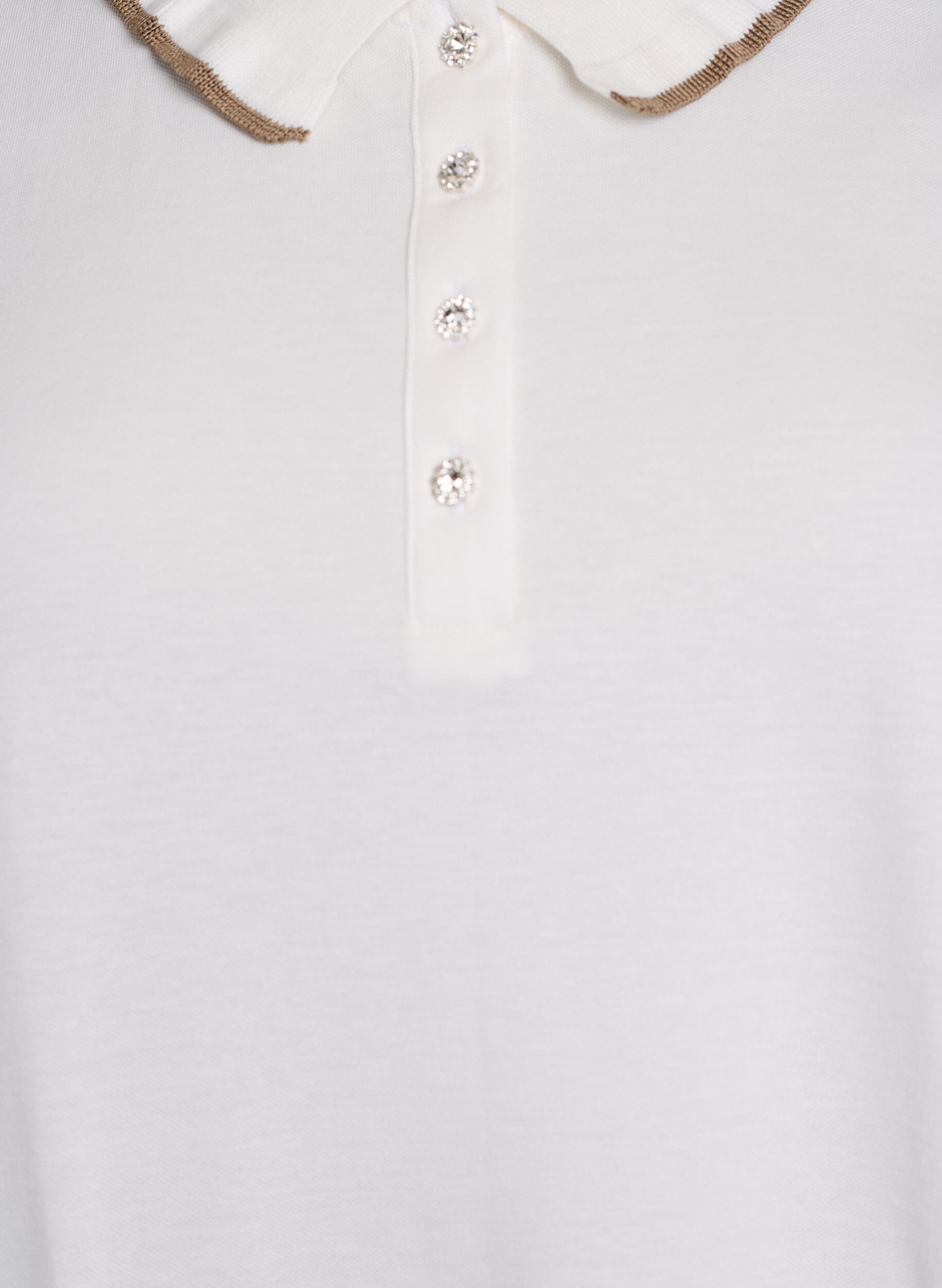 Zizzifashion Polo shirt with rhinestone buttons and ruffle detail, Vanilla, Packshot image number 2