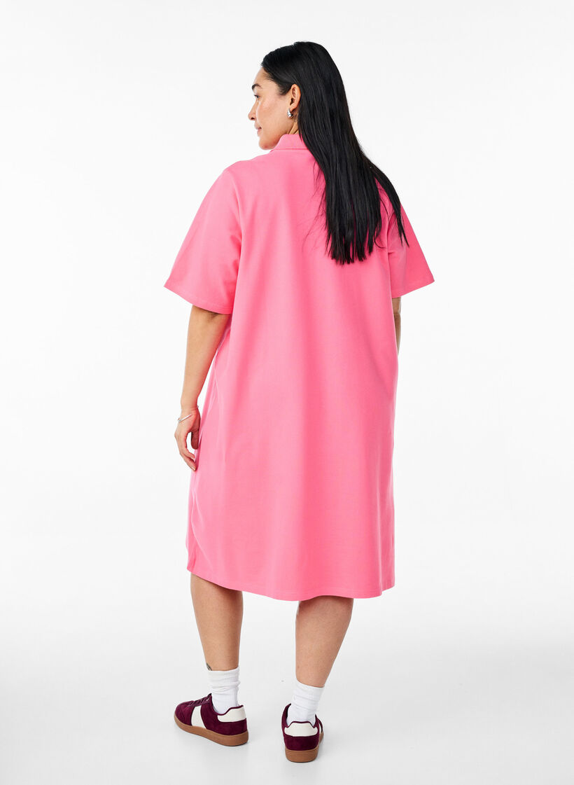 Short A-line polo dress, Pink, Model image number 2