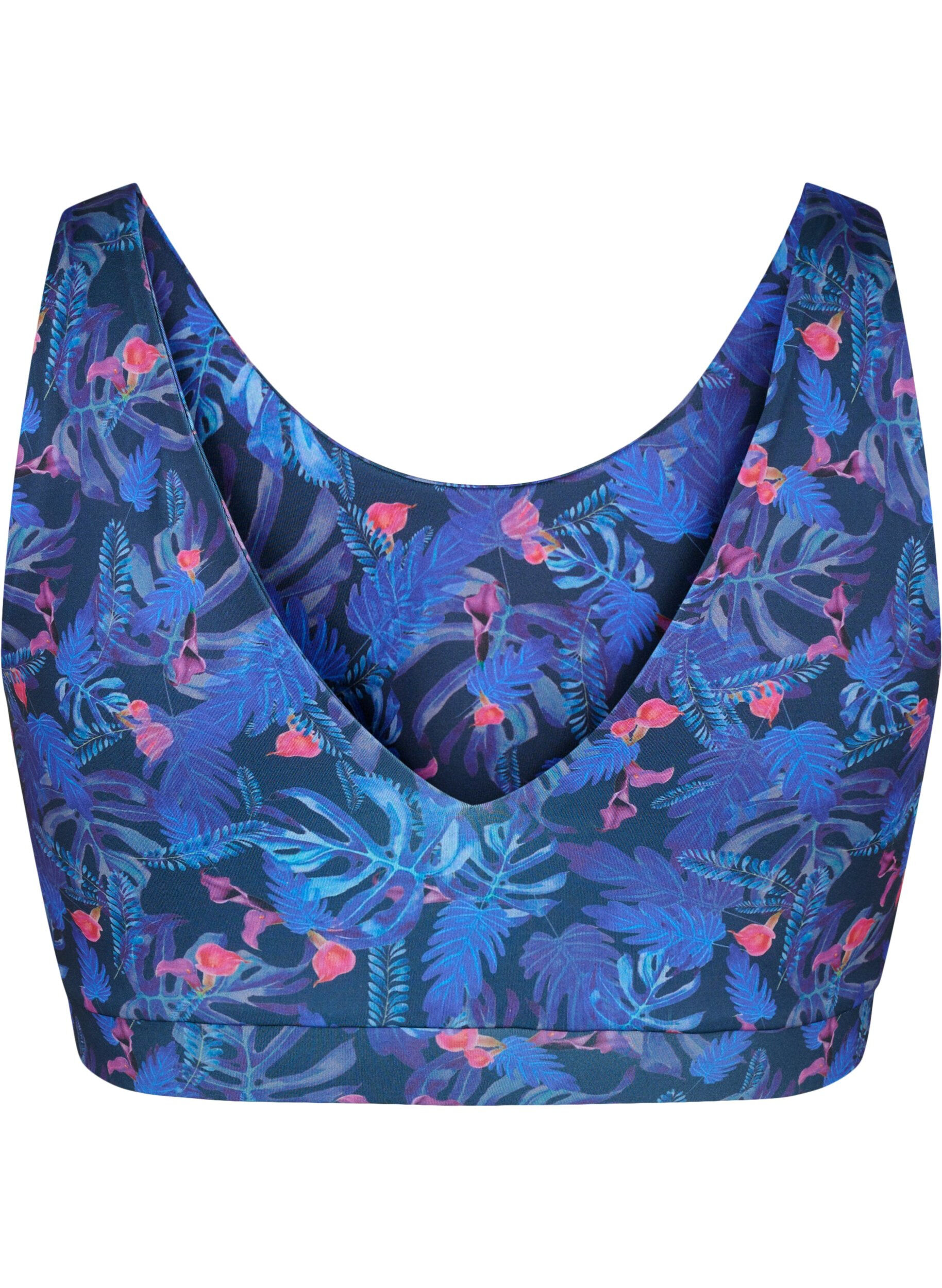 Zizzifashion Printed sports bra, Blue Leaf AOP, Packshot image number 1