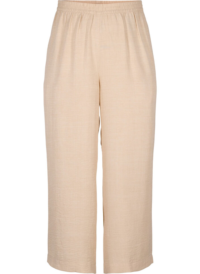 Loose trousers with elasticated waistband and pockets, Beige, Packshot image number 0
