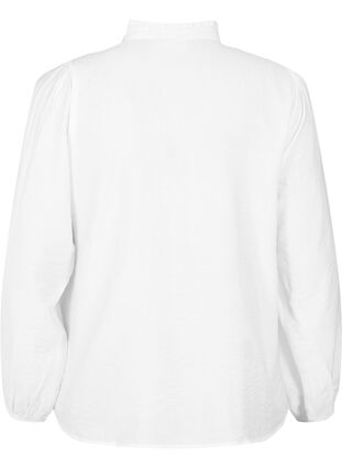 Viscose shirt blouse with ruffle collar, Bright White, Packshot image number 1