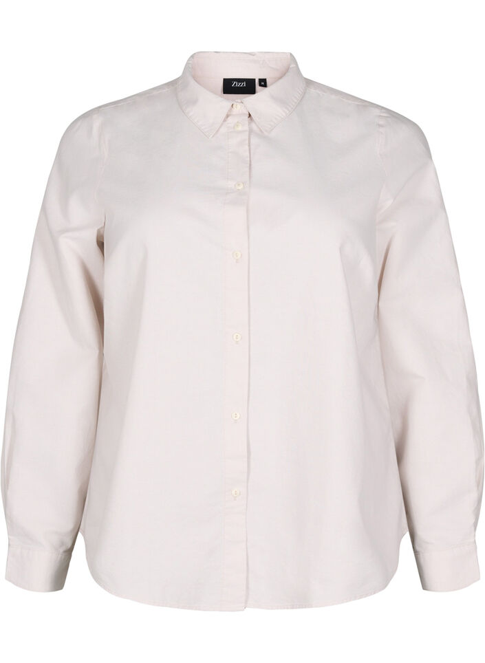 Long-sleeved cotton shirt, Beige, Packshot image number 0