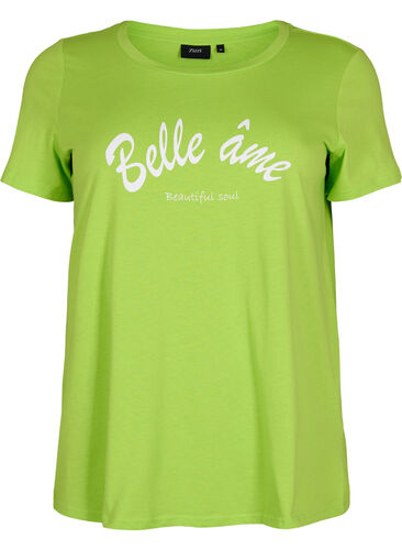 Cotton t-shirt with print, Lime Green w. Bella, Packshot image number 0