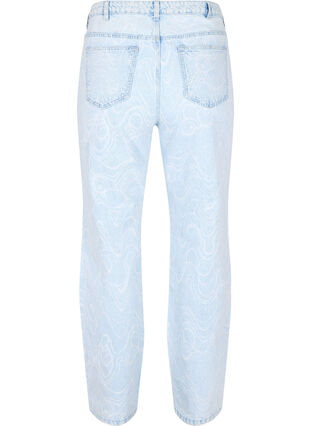 Cropped Mille mom jeans with print, Light blue denim, Packshot image number 1