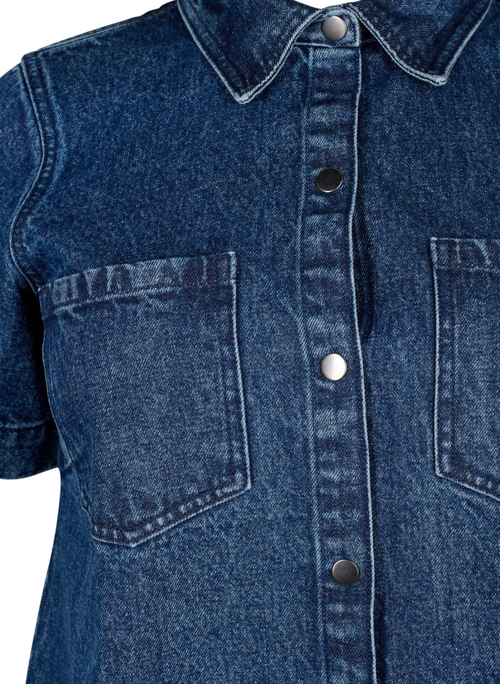 Long denim shirt with short sleeves, Blue Denim, Packshot image number 2
