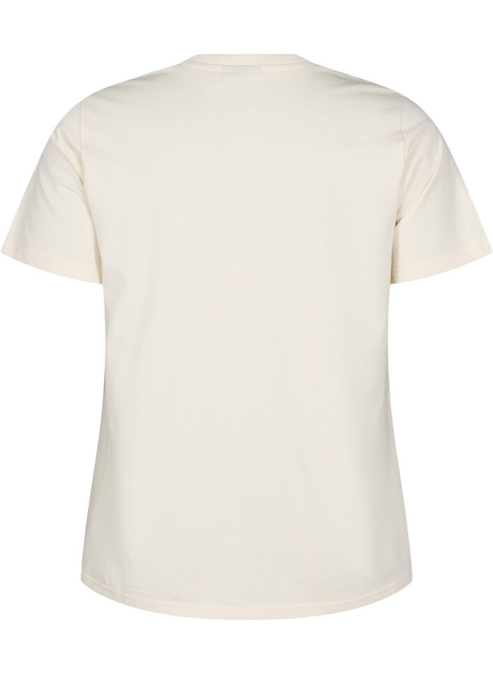 Organic cotton T-shirt with print on the front, Birch Washed , Packshot image number 1