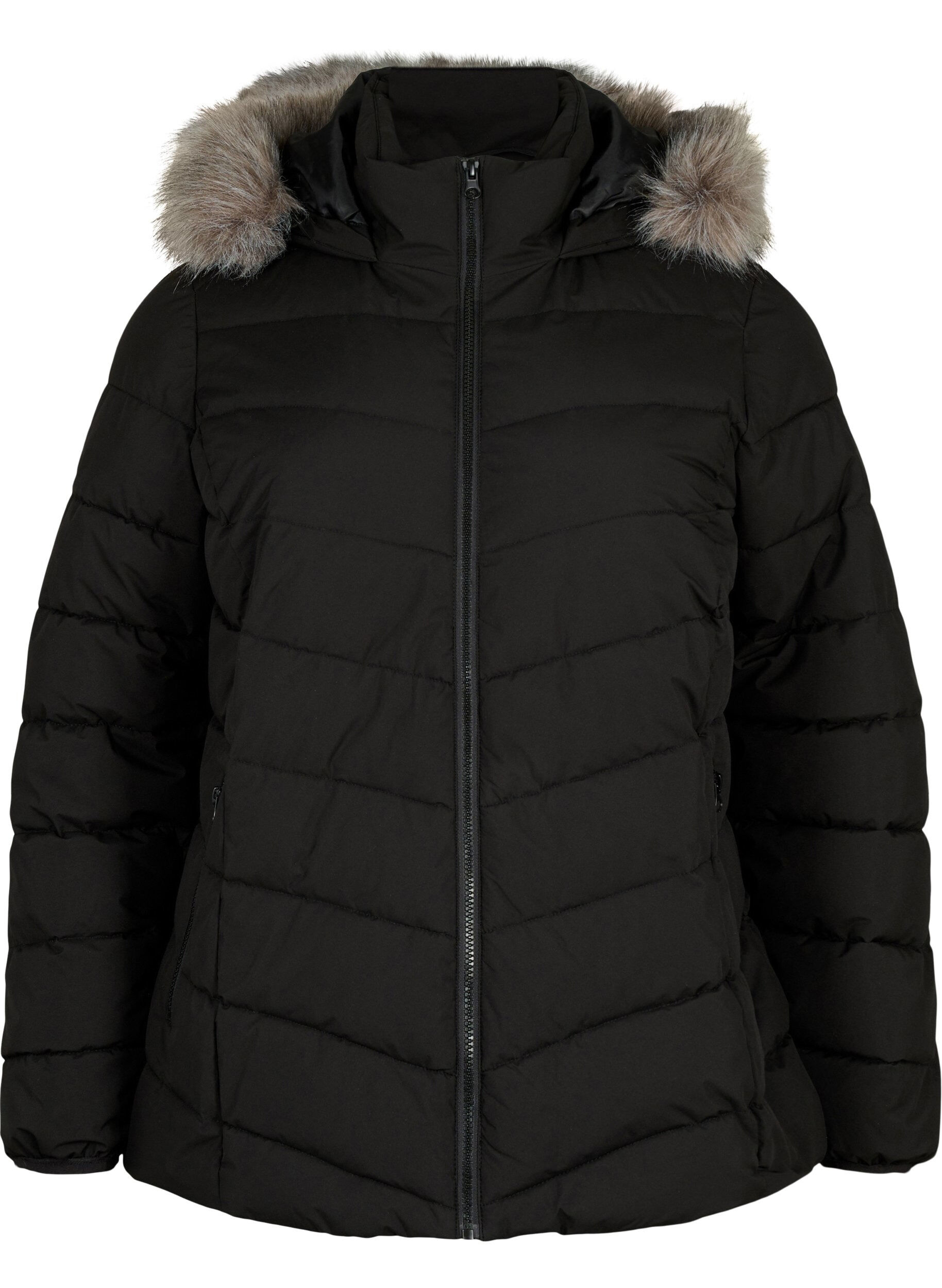 ZizzifashionShort puffer jacket with hood, Black, Packshot image number 0
