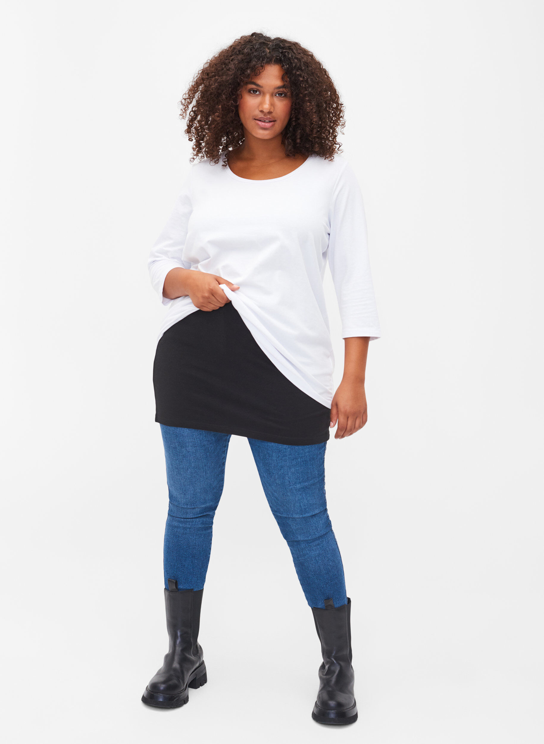 Zizzifashion 2-pack top extender, Black/Black Dot, Model image number 3