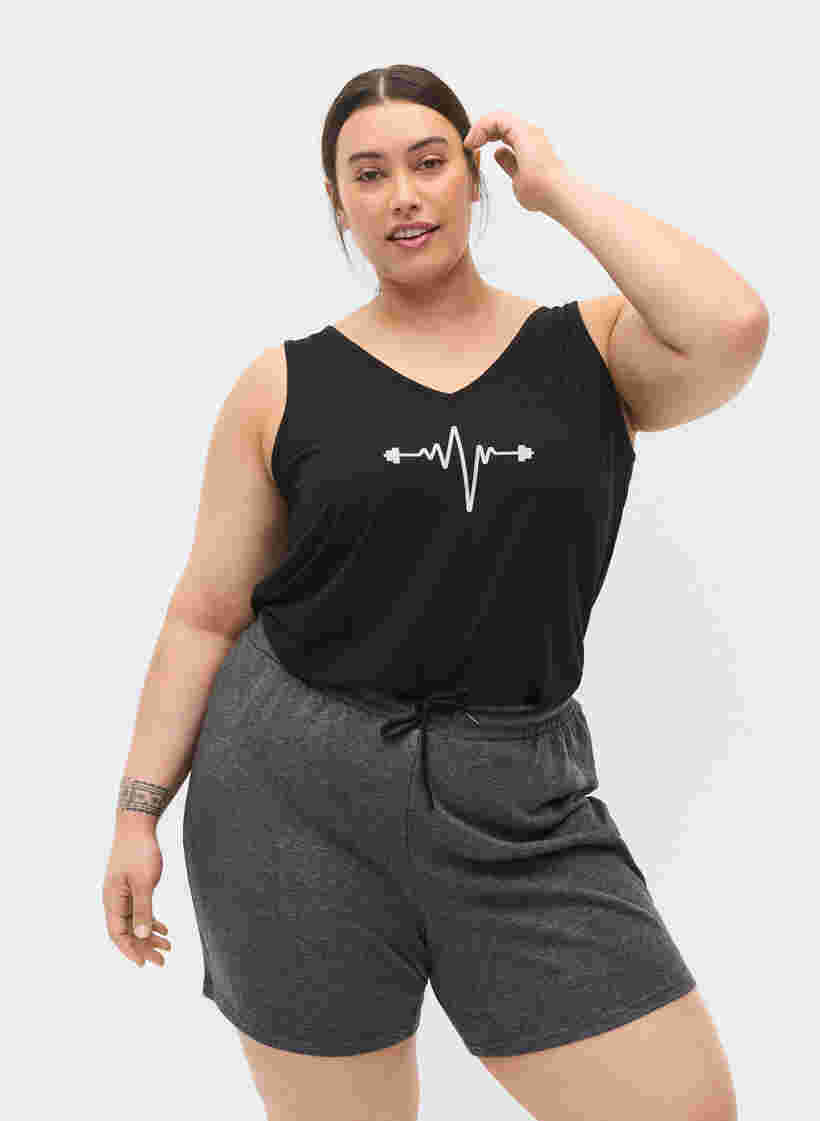 Drawstring workout shorts, Dark Grey Melange, Model image number 0