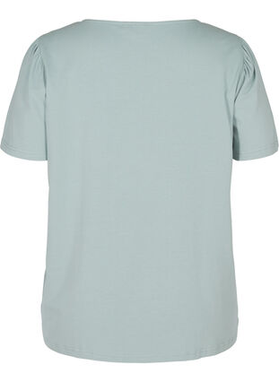 Short-sleeved t-shirt with cotton details, Silver Blue, Packshot image number 1