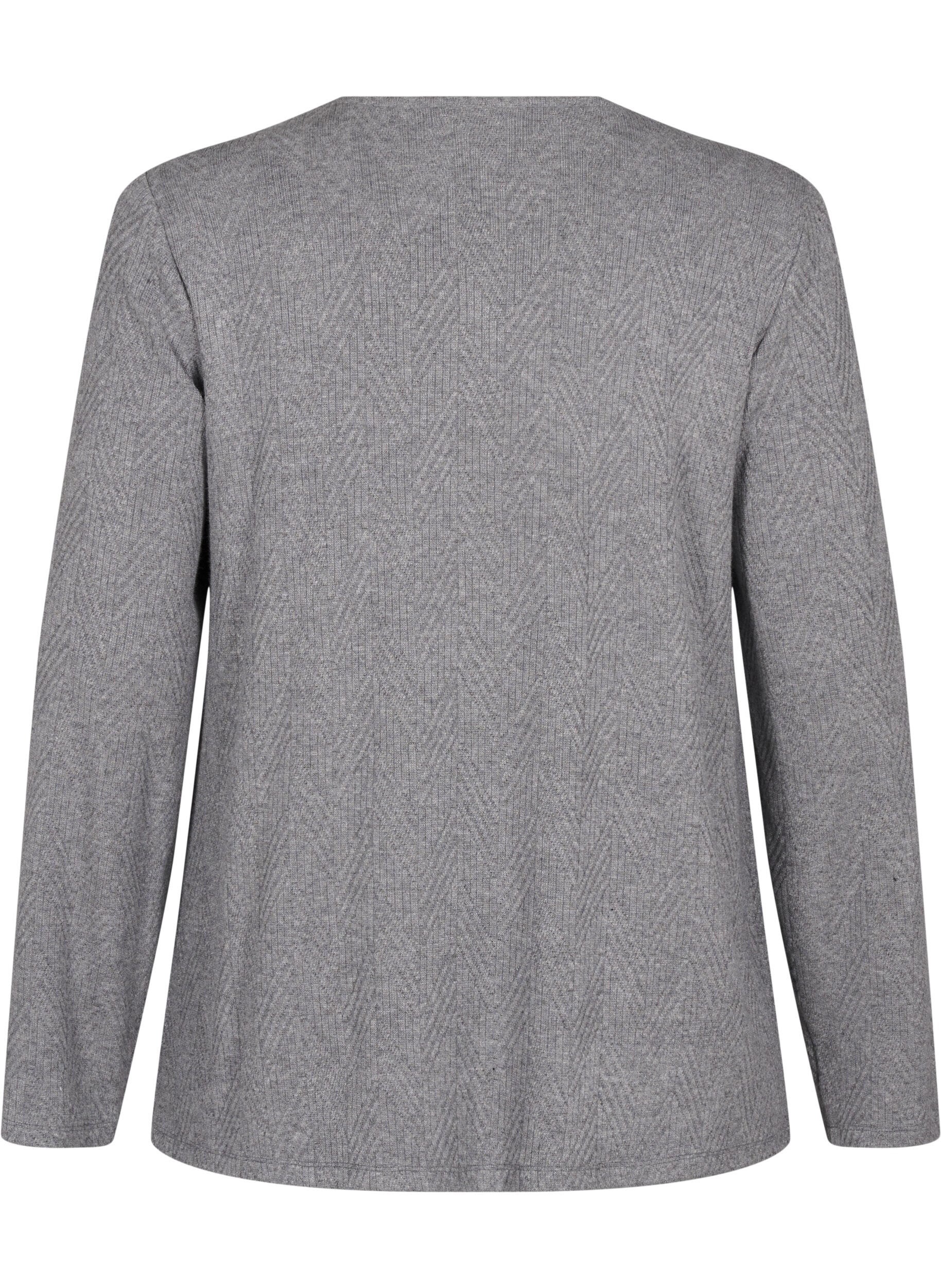 Zizzifashion Patterned blouse with long sleeves, Grey, Packshot image number 1