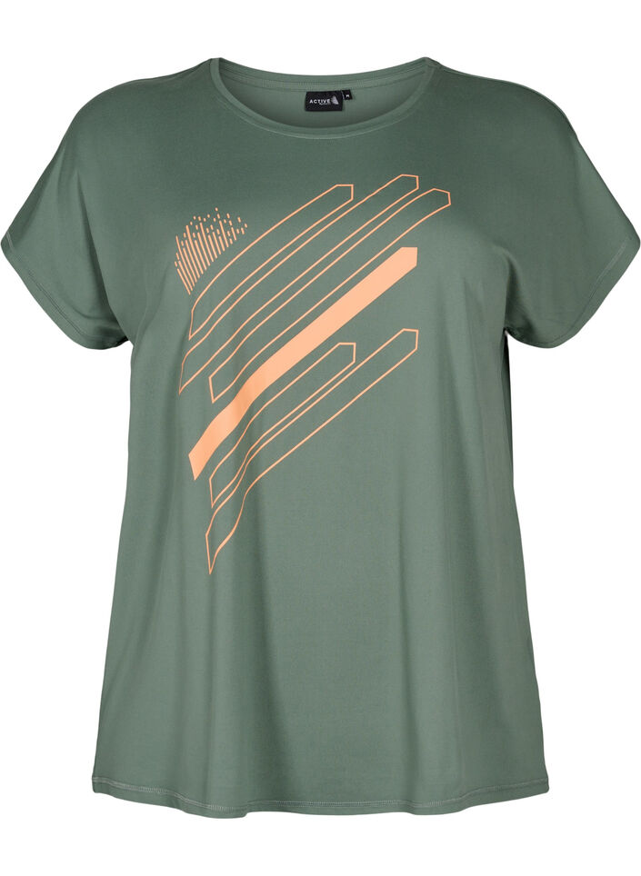 Short sleeve workout t-shirt with print, Laurel W. w. Print, Packshot image number 0