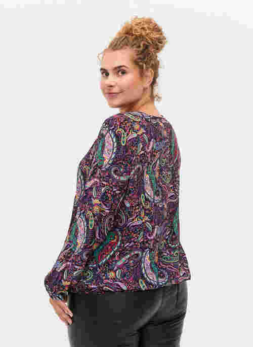 Paisley printed blouse with long sleeves in viscose