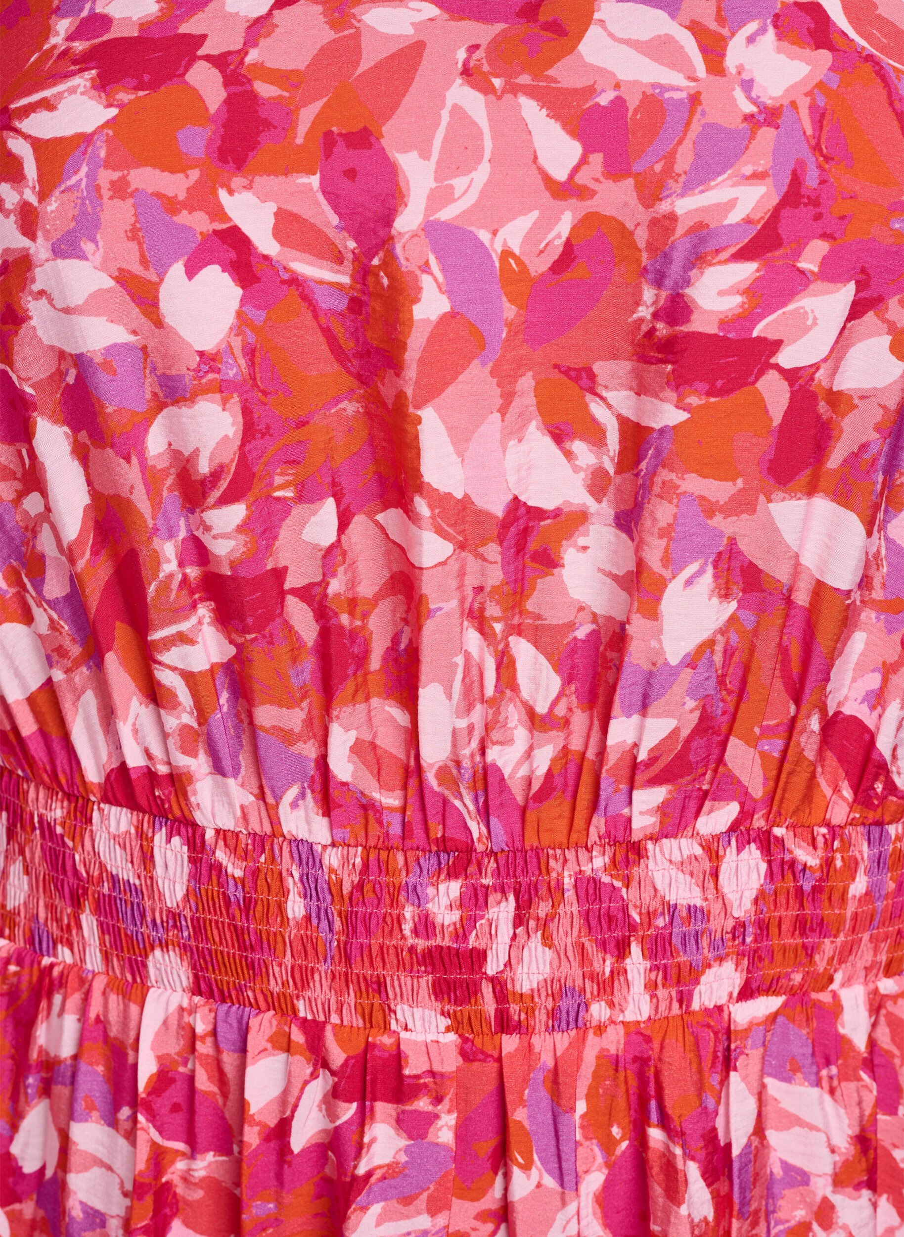 Zizzifashion Midi dress with colourful leaf pattern, Pink, Packshot image number 2