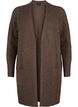 Ribbed Knit Cardigan with Pockets, Brown, Packshot image number 0