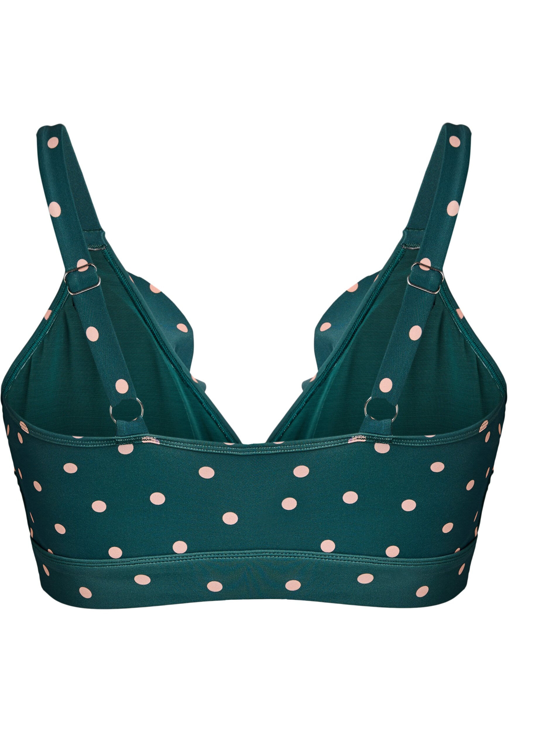 ZizzifashionBikini top with polka dots and ruffle details, Green, Packshot image number 1