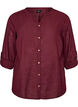 Cotton shirt blouse with a v-neck, Red, Packshot image number 0