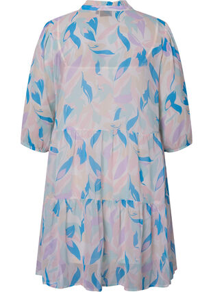 Tunic with floral print and lurex, White/Pastel Leaf, Packshot image number 1