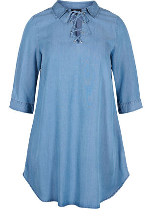 Tunic with 3/4 sleeves, Blue denim, Packshot image number 0
