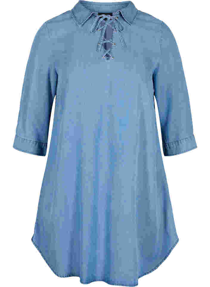 Tunic with 3/4 sleeves, Blue denim, Packshot image number 0