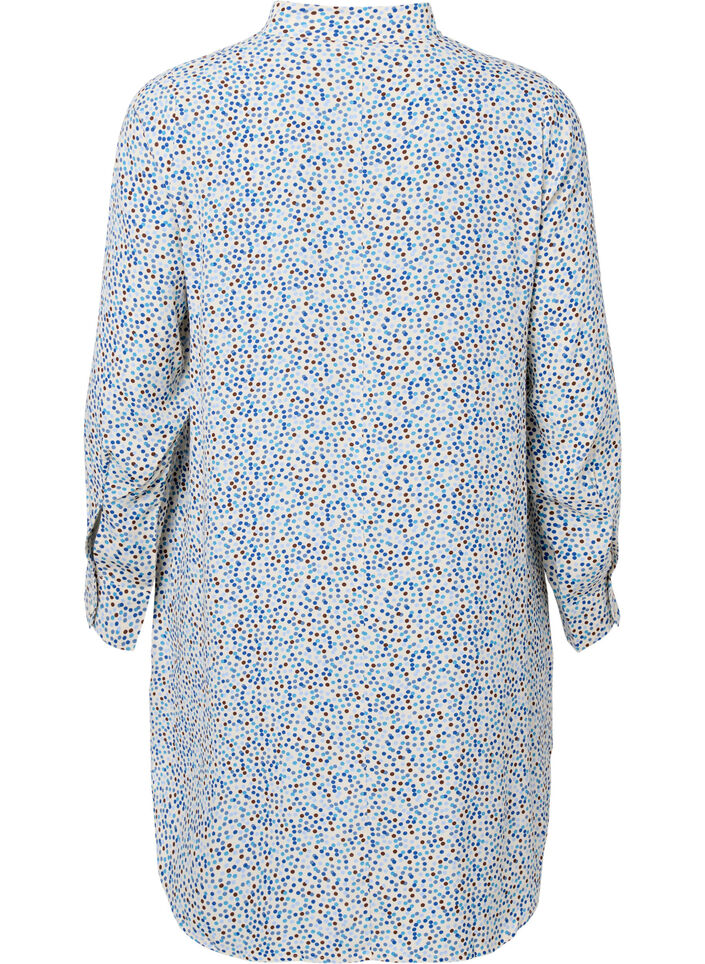Dotted viscose dress with buttons, Blue Dot AOP, Packshot image number 1