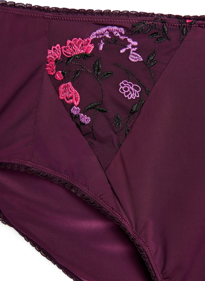 Briefs in microfiber with floral embroidery, Purple, Packshot image number 2