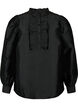Shiny shirt blouse with ruffles, Black, Packshot image number 0