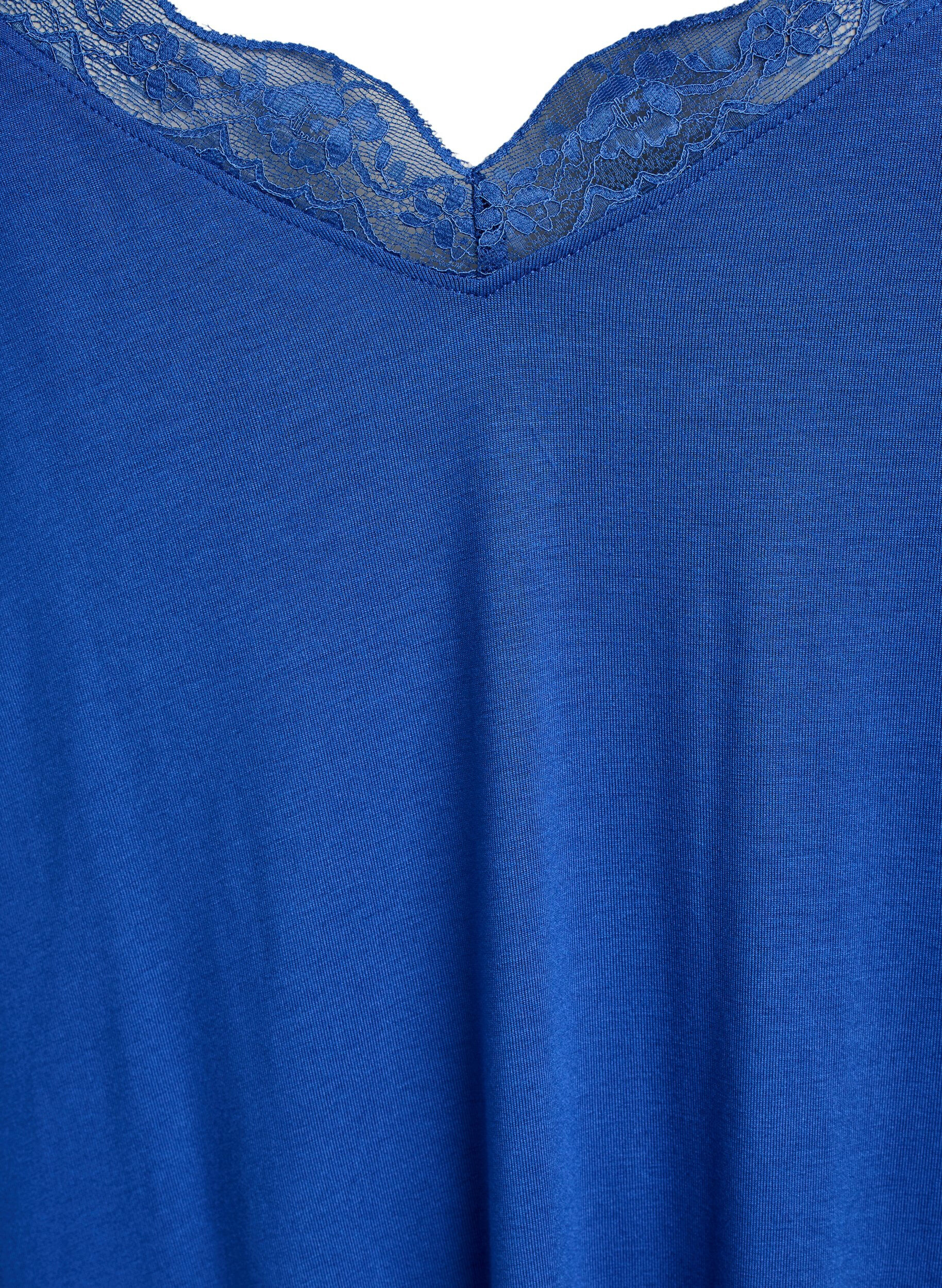 ZizzifashionViscose nightgown with lace trim, Blue, Packshot image number 2