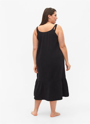 Long beach dress in cotton, Black, Model image number 1