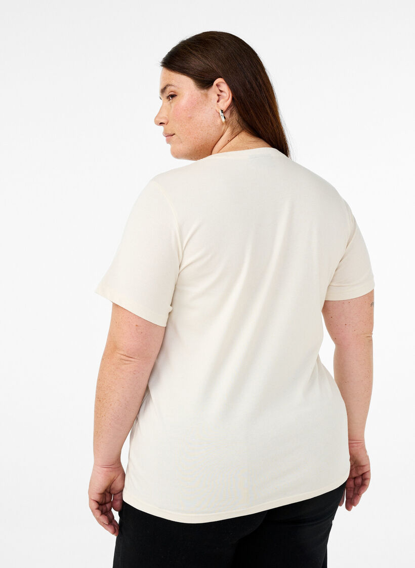 Organic cotton T-shirt with print on the front, Birch Washed , Model image number 1