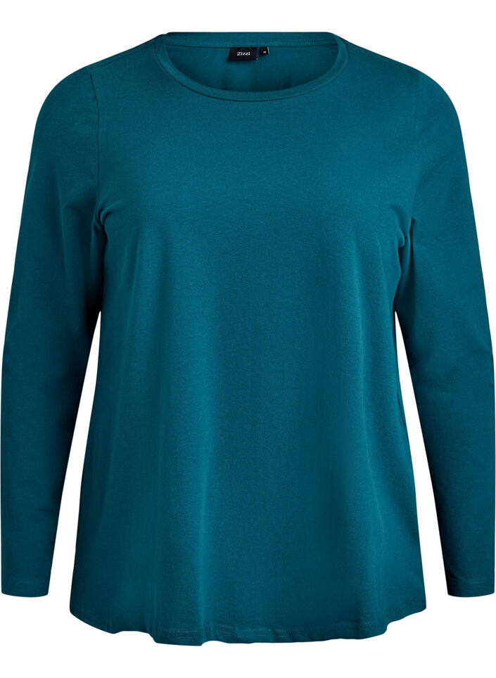 Basic jersey top with long sleeves, Green, Packshot image number 0