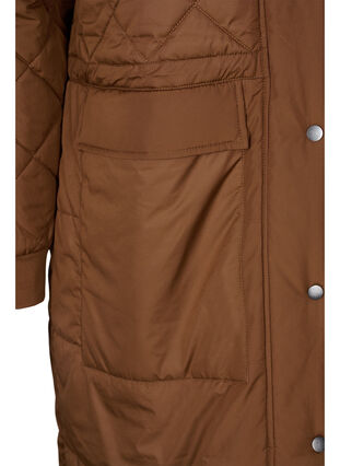 Quilted jacket with hood and adjustable waist, Toffee, Packshot image number 3