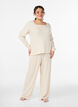 Ribbed jersey lounge trousers with a high waist, Beige, Model image number 0