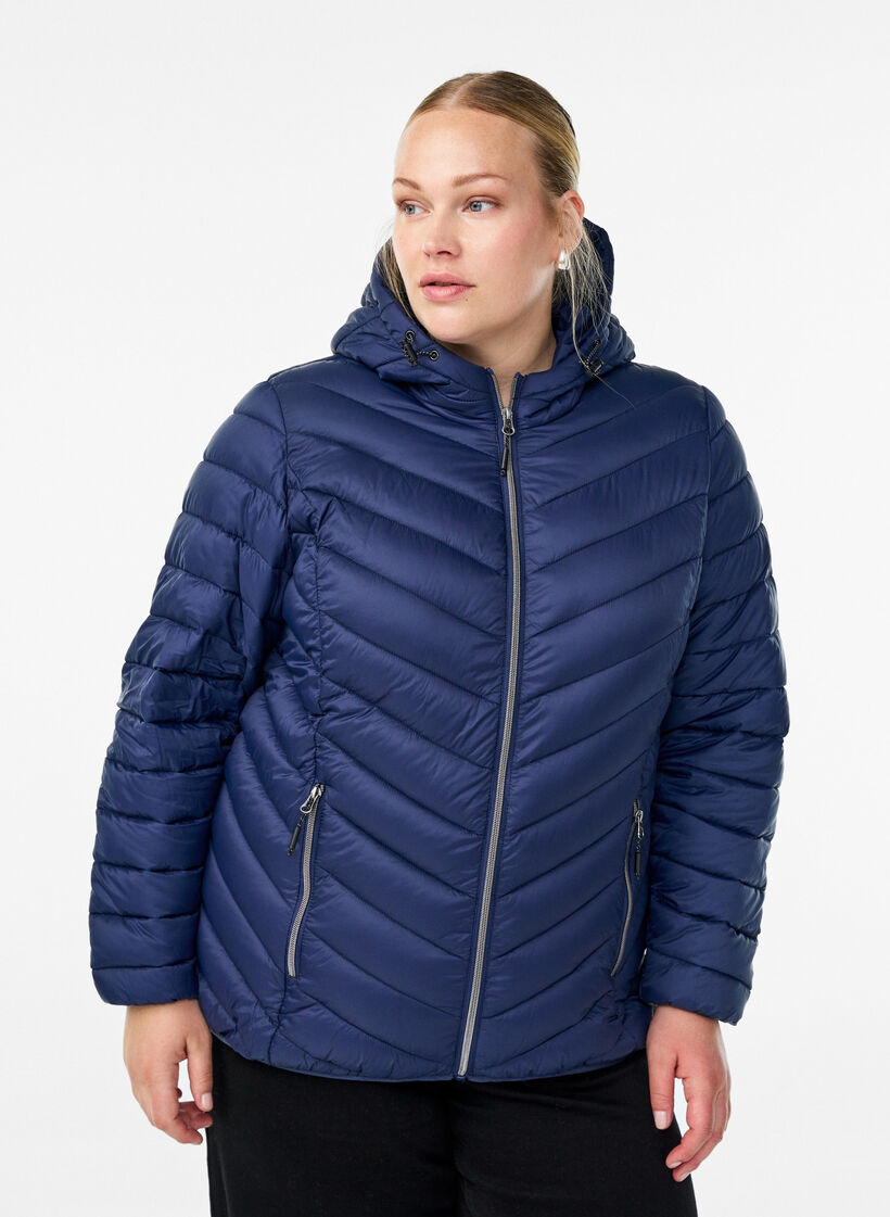 Lightweight jacket with hood, Blue, Model image number 0