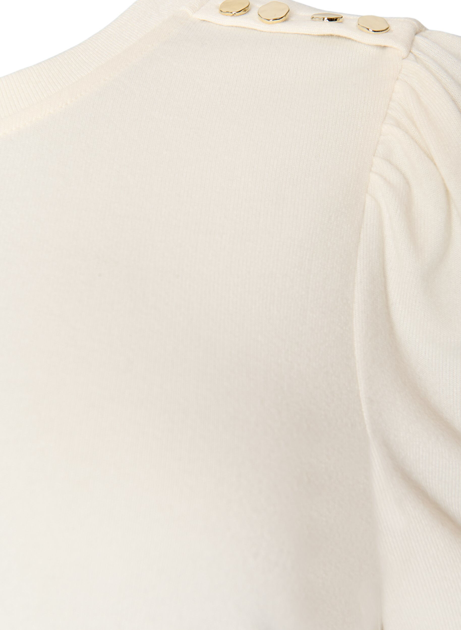 ZizzifashionBlouse with button detail and short puff sleeves, Beige, Packshot image number 2