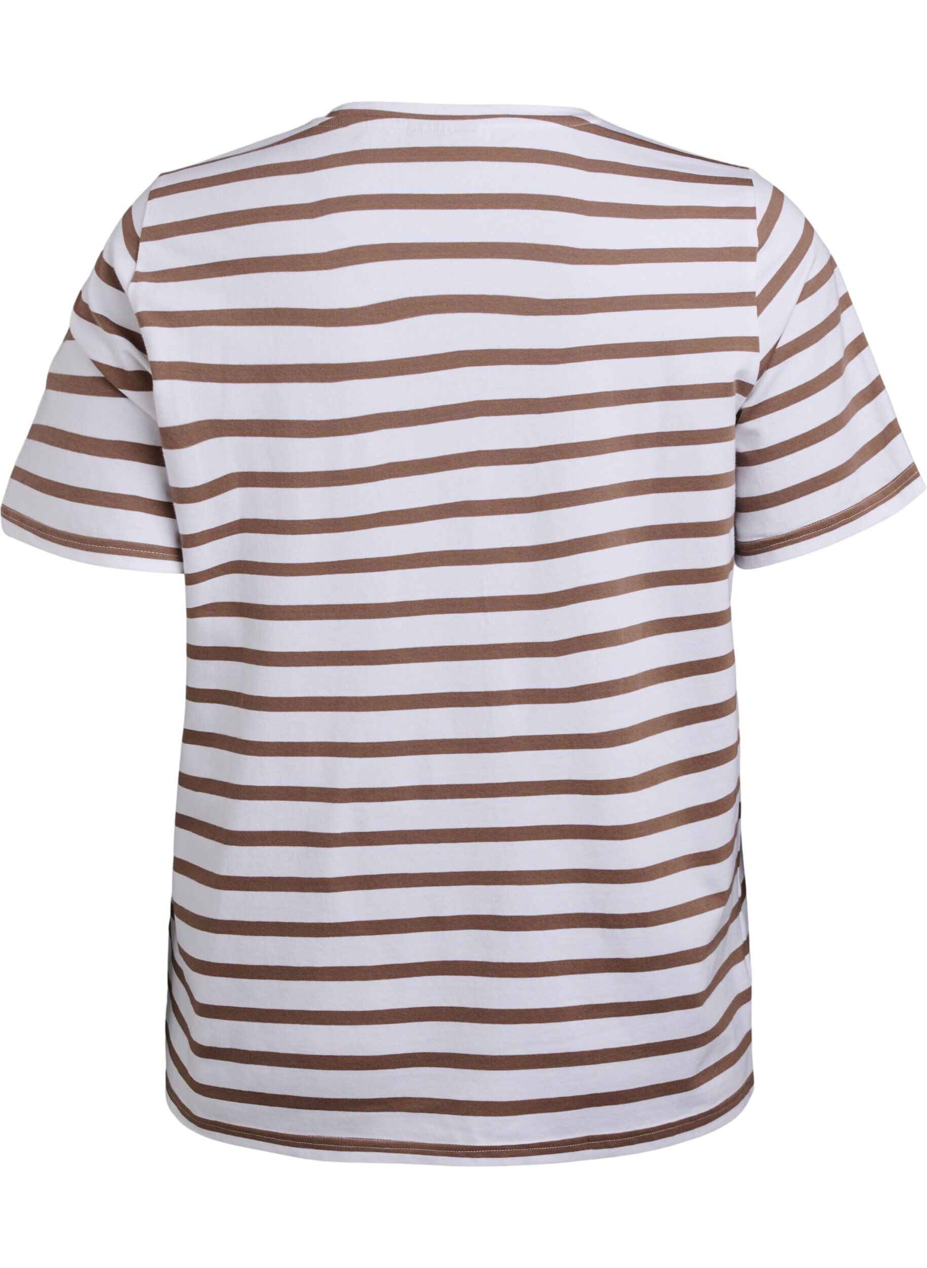Zizzifashion Striped T-shirt in organic cotton, Brown, Packshot image number 1