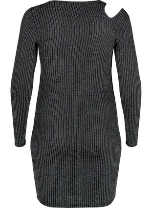 Long sleeve cut-out dress with glitter, B.w. Silver Stripes, Packshot image number 1