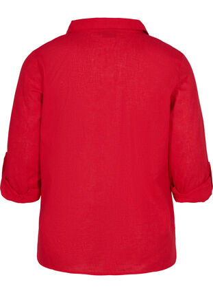 Blouse with 3/4-length sleeves and buttons, Chinese Red, Packshot image number 1