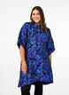 Short jacquard dress with 3/4 sleeves, Black Blue, Model image number 0