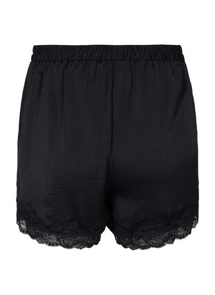 Pyjama shorts with lace, Black, Packshot image number 1