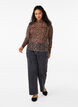 Mesh blouse with leopard pattern, Brown, Model image number 1