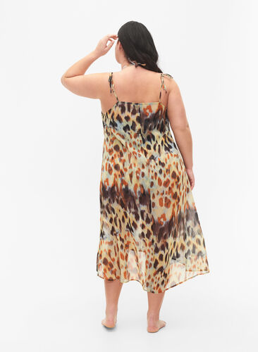 Leopard printed beach dress with straps, Abstract Leopard, Model image number 1